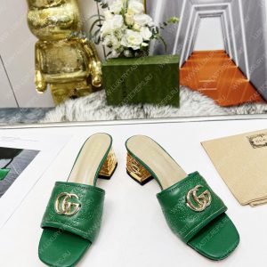 GUCCI JOLIE GG SUPREME CANVAS AND RUBBER SLIDES GREEN 1473721 - Image 4