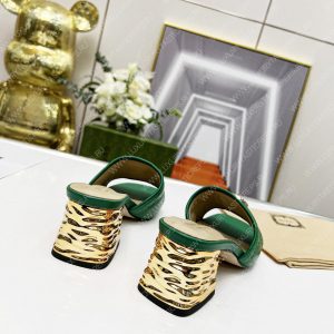 GUCCI JOLIE GG SUPREME CANVAS AND RUBBER SLIDES GREEN 1473721 - Image 6