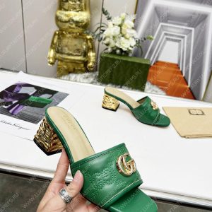 GUCCI JOLIE GG SUPREME CANVAS AND RUBBER SLIDES GREEN 1473721 - Image 7