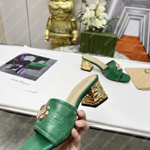 GUCCI JOLIE GG SUPREME CANVAS AND RUBBER SLIDES GREEN 1473721 - Image 8