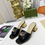 GUCCI JOLIE GG SUPREME CANVAS AND RUBBER SLIDES BLACK 1473721