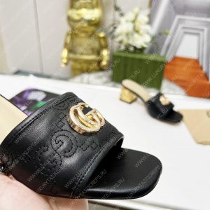 GUCCI JOLIE GG SUPREME CANVAS AND RUBBER SLIDES BLACK 1473721 - Image 4