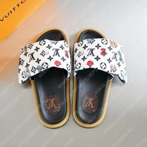 LOUIS VUITTON POOL PILLOW FLAT COMFORT MULES BLACK AND WHITE 261374 - Image 3