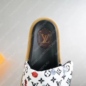 LOUIS VUITTON POOL PILLOW FLAT COMFORT MULES BLACK AND WHITE 261374 - Image 4