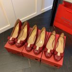 FERRAGAMO VERA BOW PUMP SHOE BURGUNDY 01B221