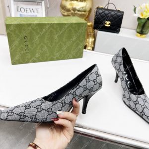 GUCCI WOMEN HIGH HEEL PUMP GREY/BLACK 723430 - Image 4