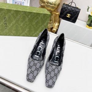 GUCCI WOMEN HIGH HEEL PUMP GREY/BLACK 723430 - Image 5