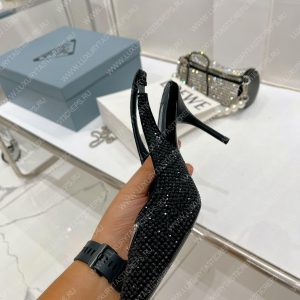 PRADA RHINESTONE SLINGBACK PUMP BLACK 1I002N - Image 3