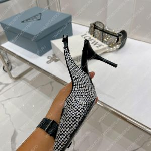 PRADA RHINESTONE SLINGBACK PUMP BLACK/WHITE 1I002N - Image 3