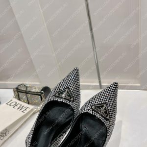 PRADA RHINESTONE SLINGBACK PUMP BLACK/WHITE 1I002N - Image 4