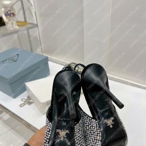 PRADA RHINESTONE SLINGBACK PUMP BLACK/WHITE 1I002N - Image 5