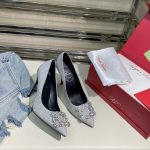 ROGER VIVER FLOWER STRASS BUCKLE PUMPS SHINNY SILVER RVW4141