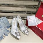 ROGER VIVER FLOWER STRASS BUCKLE PUMPS SILVER RVW4141