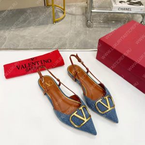 VALENTINO VLOGO SIGNATURE SLINGBACK FLAT PUMP BLUE 2W2S0Q70DSH0NO - Image 3