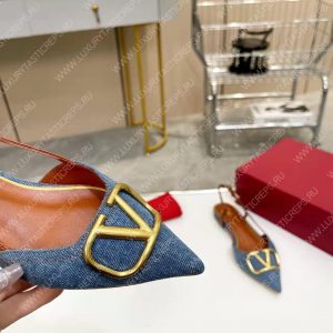 VALENTINO VLOGO SIGNATURE SLINGBACK FLAT PUMP BLUE 2W2S0Q70DSH0NO - Image 4