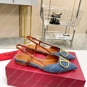 VALENTINO VLOGO SIGNATURE SLINGBACK FLAT PUMP BLUE 2W2S0Q70DSH0NO - Image 5