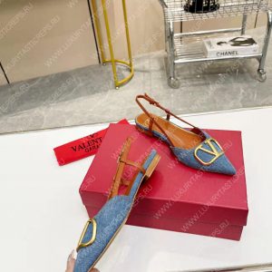 VALENTINO VLOGO SIGNATURE SLINGBACK FLAT PUMP BLUE 2W2S0Q70DSH0NO - Image 6