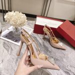 VALENTINO ONE STUD PUMP WITH CRYSTALS ROSE CANNELLE WS0R01TMK