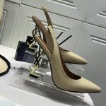 YVES SAINT LAURENT KISS LEATHER SLINGBACK PUMPS CREAM 16475973