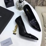 YVES SAINT LAURENT OPYM LOGO HEEL LEATHER PUMPS BLACK 472011D6CVV