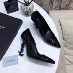 YVES SAINT LAURENT OPYM LOGO HEEL LEATHER PUMPS BLACK AND BLUE 472011D6CVV