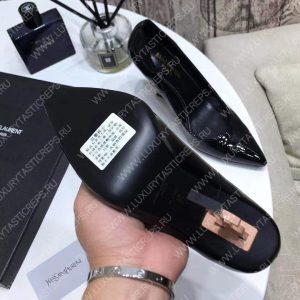 YVES SAINT LAURENT OPYM LOGO HEEL LEATHER PUMPS BLACK AND BEIGE 472011D6CVV - Image 5