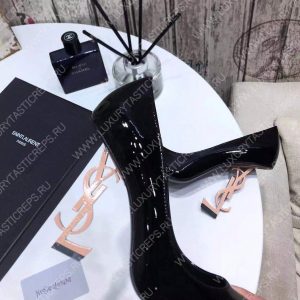 YVES SAINT LAURENT OPYM LOGO HEEL LEATHER PUMPS BLACK AND BEIGE 472011D6CVV - Image 7