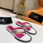 DOLCE AND GABBANA LEATHER FLIP-FLOPS WHITE/MULTICOLOUR A80265AY347