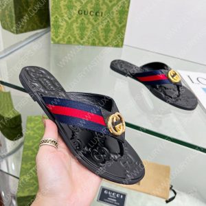 GUCCI GG THONG WEB SANDAL RED, BLUE AND BLACK 612138 - Image 3