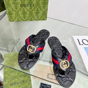 GUCCI GG THONG WEB SANDAL RED, BLUE AND BLACK 612138 - Image 5