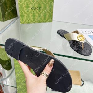 GUCCI GG THONG WEB SANDAL GOLDEN AND BLACK 612138 - Image 6
