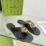 GUCCI GG THONG WEB SANDAL BLACK 612138