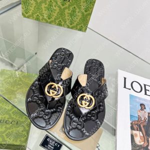 GUCCI GG THONG WEB SANDAL BLACK 612138 - Image 3