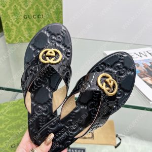 GUCCI GG THONG WEB SANDAL BLACK 612138 - Image 4