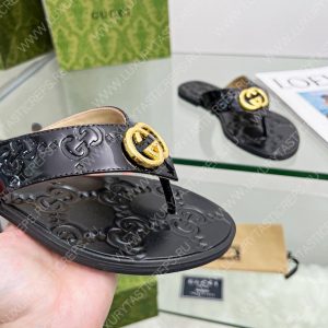 GUCCI GG THONG WEB SANDAL BLACK 612138 - Image 5