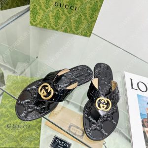 GUCCI GG THONG WEB SANDAL BLACK 612138 - Image 6