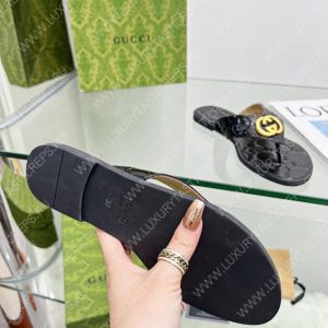 GUCCI GG THONG WEB SANDAL BLACK 612138 - Image 7