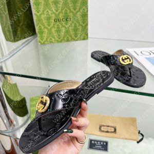 GUCCI GG THONG WEB SANDAL BLACK 612138 - Image 8