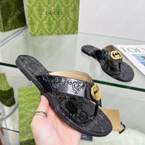GUCCI GG THONG WEB SANDAL BLACK 612138 - Image 9