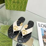 GUCCI GG THONG WEB SANDAL WHITE 612138
