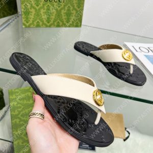 GUCCI GG THONG WEB SANDAL WHITE 612138 - Image 3