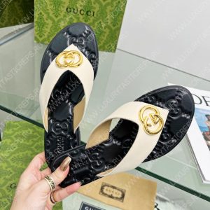 GUCCI GG THONG WEB SANDAL WHITE 612138 - Image 4