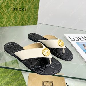 GUCCI GG THONG WEB SANDAL WHITE 612138 - Image 5