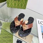 GUCCI GG THONG WEB SANDAL BROWN 612138