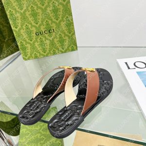 GUCCI GG THONG WEB SANDAL BROWN 612138 - Image 6