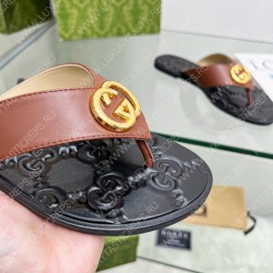 GUCCI GG THONG WEB SANDAL BROWN 612138 - Image 7