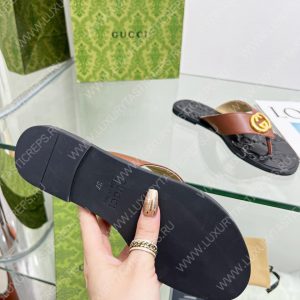 GUCCI GG THONG WEB SANDAL BROWN 612138 - Image 8