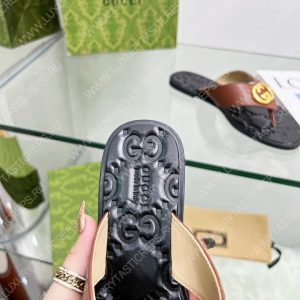 GUCCI GG THONG WEB SANDAL BROWN 612138 - Image 9