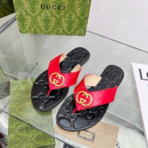 GUCCI GG THONG WEB SANDAL RED 612138 - Image 3