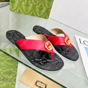 GUCCI GG THONG WEB SANDAL RED 612138 - Image 5